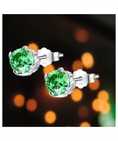 Sterling Silver Simulated Birthstone Gemstone Earrings Studs Cubic Zirconia Women, Gift for Women… 05-May-Simulated Emerald $...