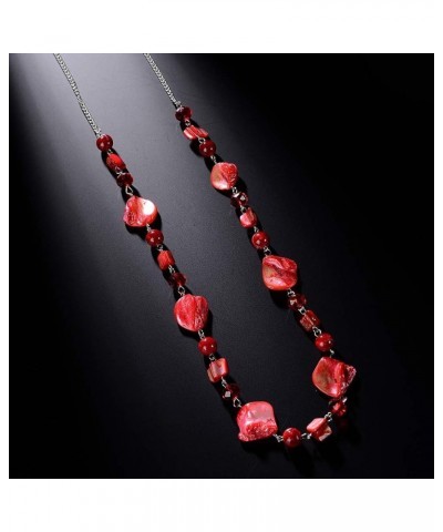 Long Beaded Necklaces For Women - Sweater Chain Fashion Jewelry Necklace Gifts For Women 35-Red $10.08 Necklaces