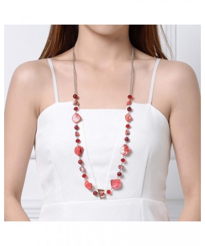 Long Beaded Necklaces For Women - Sweater Chain Fashion Jewelry Necklace Gifts For Women 35-Red $10.08 Necklaces