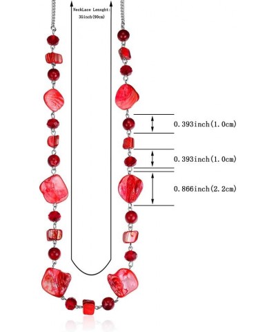 Long Beaded Necklaces For Women - Sweater Chain Fashion Jewelry Necklace Gifts For Women 35-Red $10.08 Necklaces