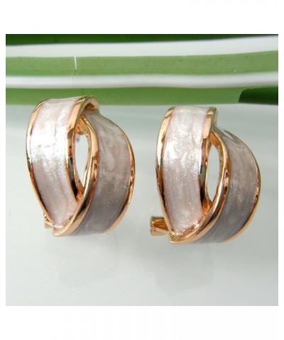 18k Gold Plated Pink Winding Ribbon Acetate Omega Back Az2193 Earrings White $10.19 Earrings