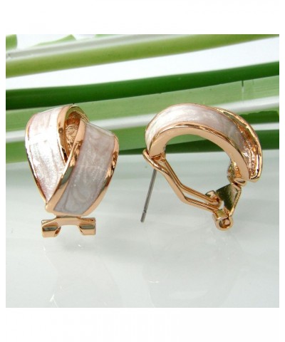 18k Gold Plated Pink Winding Ribbon Acetate Omega Back Az2193 Earrings White $10.19 Earrings