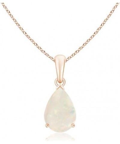 Natural Opal Solitaire Pendant Necklace for Women, Girls in 14K Solid Gold/Platinum | October Birthstone | Jewelry Gift for H...