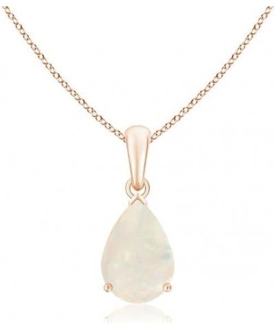 Natural Opal Solitaire Pendant Necklace for Women, Girls in 14K Solid Gold/Platinum | October Birthstone | Jewelry Gift for H...