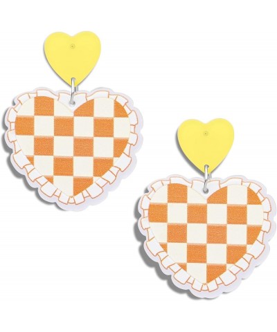 Double Heart Earrings For Women Love Heart Dangle Earrings Gift Chandelier Chessboard Earring Trendy Acrylic Earrings Yellow ...