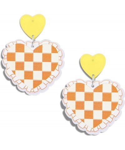 Double Heart Earrings For Women Love Heart Dangle Earrings Gift Chandelier Chessboard Earring Trendy Acrylic Earrings Yellow ...