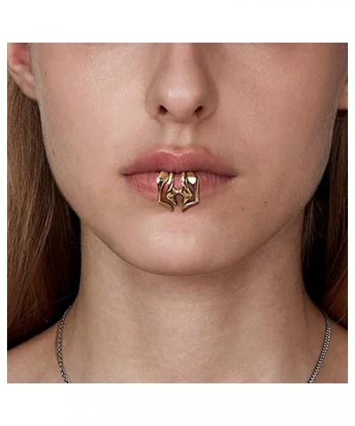 Cyberpunk Liquid Silver Futuristic Luxury Irregular Non-Piercing Wrap Lip Cuff Jewelry Cyborg Face Accessories B-Lip-Gold-1 $...