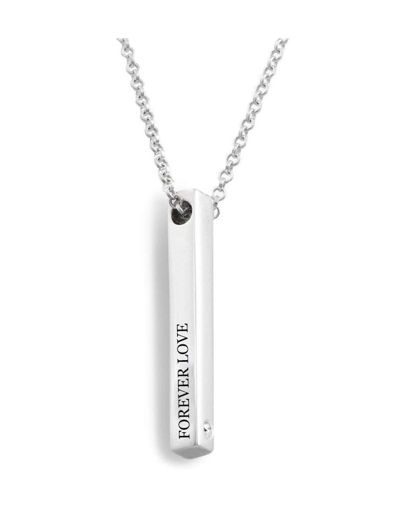 Personalized Vertical Bar Name Necklace Customized 3D 4 Sided Engravable Cuboid Stick Pendant Sterling Silver Brass Jewelry G...