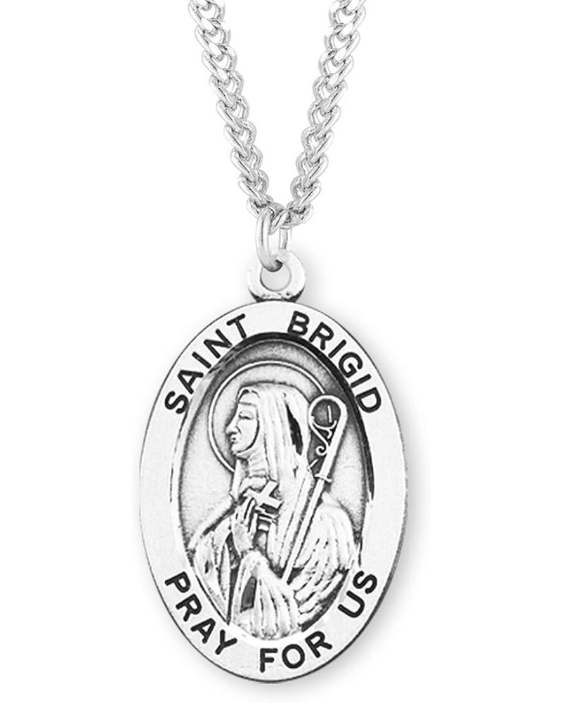 Sterling Silver Oval Patron Saint Medal St. Brigid 1 $23.01 Necklaces