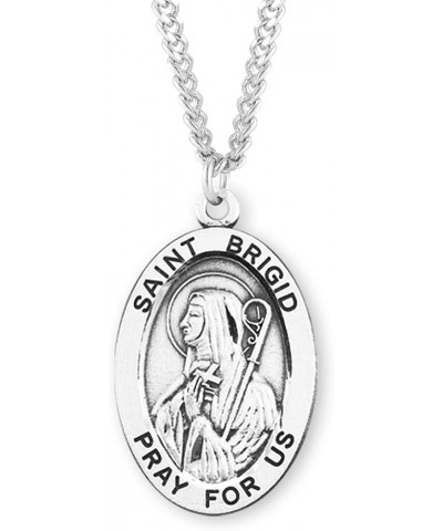 Sterling Silver Oval Patron Saint Medal St. Brigid 1 $23.01 Necklaces