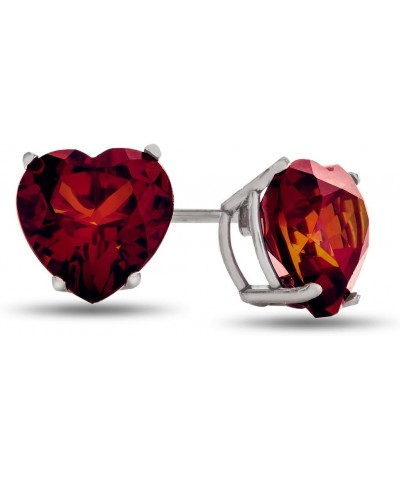 Solid 10k Gold or 7x7mm Heart Shaped Stone Post-With-Friction-Back Stud Earrings Garnet White Gold $48.30 Earrings