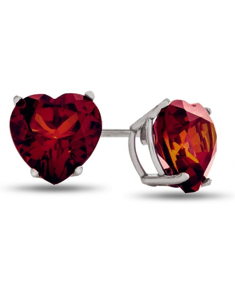 Solid 10k Gold or 7x7mm Heart Shaped Stone Post-With-Friction-Back Stud Earrings Garnet White Gold $48.30 Earrings