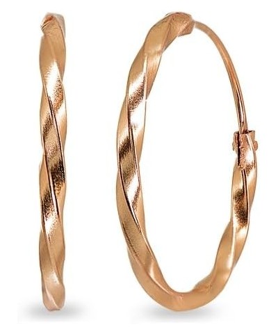 Gold Flashed Sterling Silver Twist Endless Round Lightweight Unisex Hoop Earrings 18mm Rose Gold Flash $8.47 Earrings