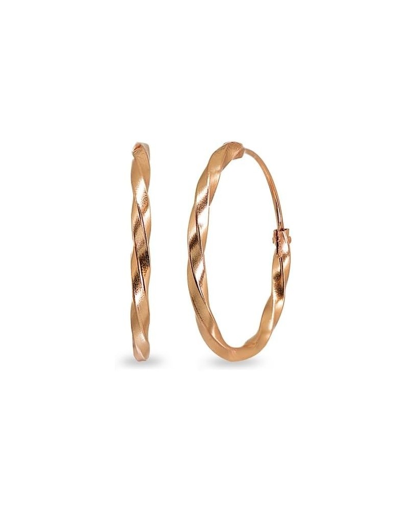 Gold Flashed Sterling Silver Twist Endless Round Lightweight Unisex Hoop Earrings 18mm Rose Gold Flash $8.47 Earrings