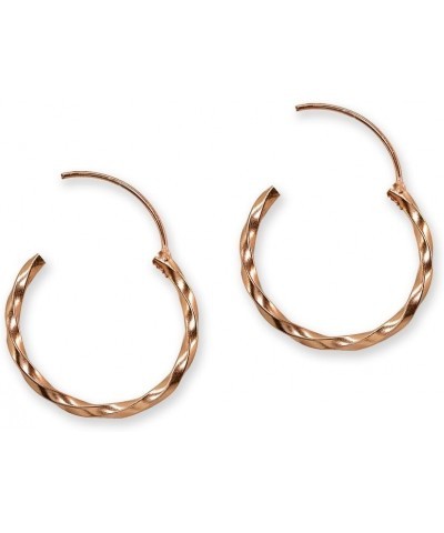 Gold Flashed Sterling Silver Twist Endless Round Lightweight Unisex Hoop Earrings 18mm Rose Gold Flash $8.47 Earrings