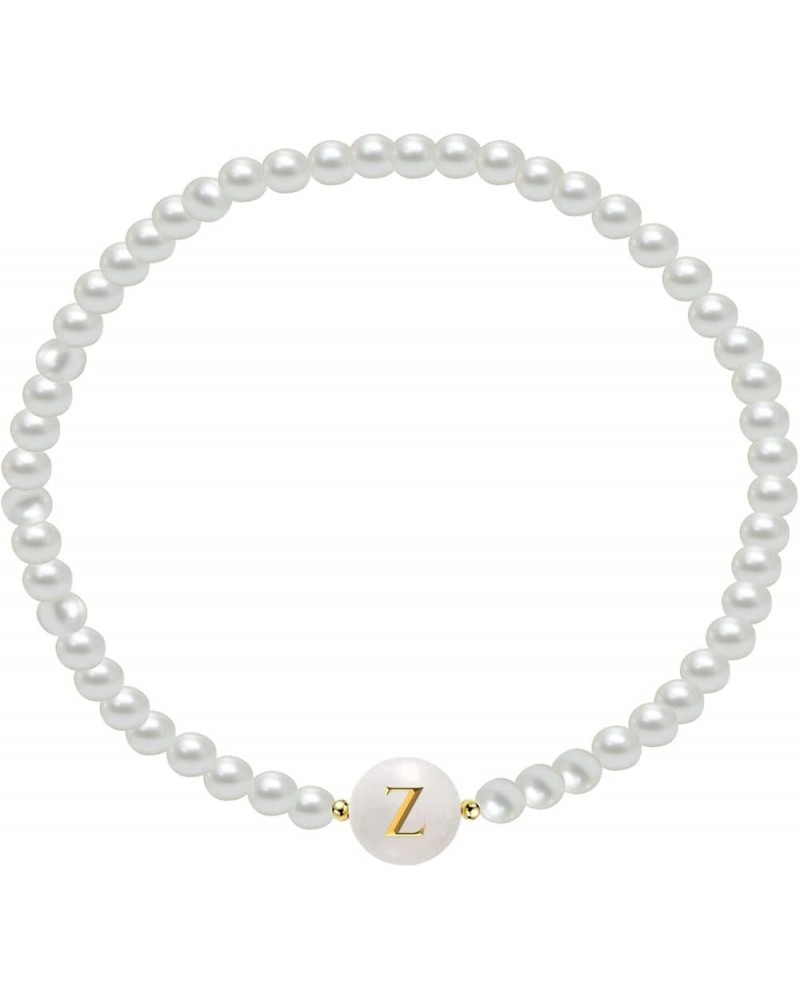 Dainty Gold Initial Bracelets for Women,Bead Faux Pearl Pearl Bracelet 14K Gold Plated Personalized Gifts Z $8.69 Bracelets