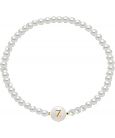 Dainty Gold Initial Bracelets for Women,Bead Faux Pearl Pearl Bracelet 14K Gold Plated Personalized Gifts Z $8.69 Bracelets