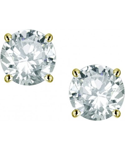 Solid 14K Gold 6mm Round Screw Back Stud Earrings White Topaz Yellow Gold $136.49 Earrings