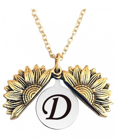 Sunshine engraved necklace letter sunflower pendant necklace jewelry Mother's Day gift female girlfriend D $7.75 Necklaces