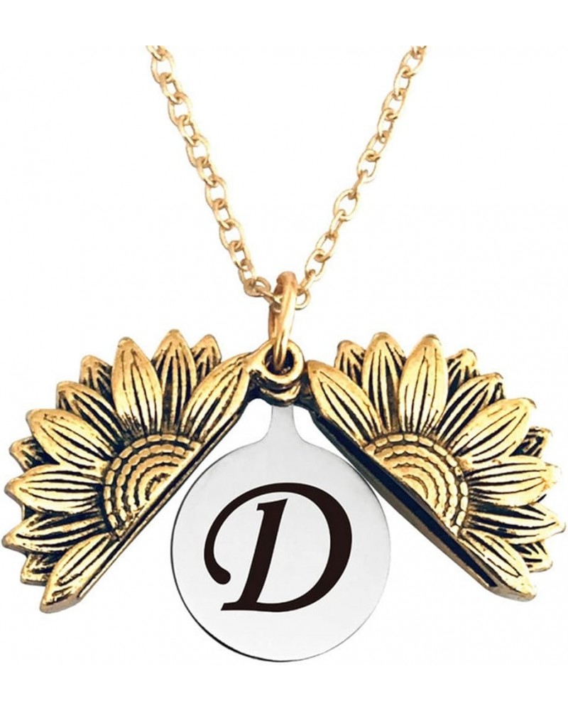 Sunshine engraved necklace letter sunflower pendant necklace jewelry Mother's Day gift female girlfriend D $7.75 Necklaces