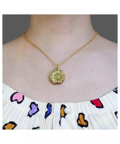 Sunshine engraved necklace letter sunflower pendant necklace jewelry Mother's Day gift female girlfriend D $7.75 Necklaces