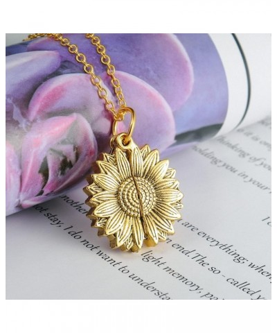 Sunshine engraved necklace letter sunflower pendant necklace jewelry Mother's Day gift female girlfriend D $7.75 Necklaces