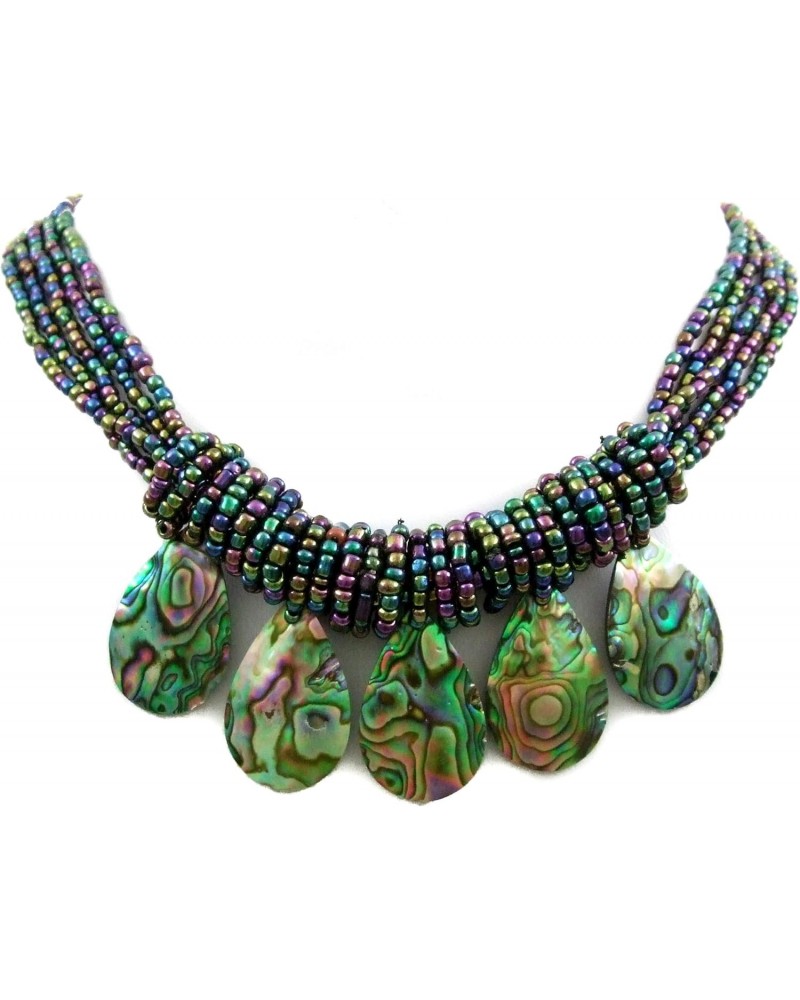 Five Iridescent Natural Paua Abalone Pendant Beads Necklace Handmade Shell Jewelry CA401 $14.24 Necklaces