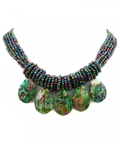 Five Iridescent Natural Paua Abalone Pendant Beads Necklace Handmade Shell Jewelry CA401 $14.24 Necklaces