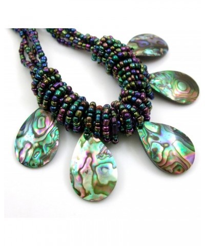 Five Iridescent Natural Paua Abalone Pendant Beads Necklace Handmade Shell Jewelry CA401 $14.24 Necklaces