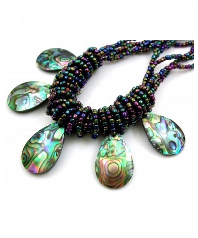 Five Iridescent Natural Paua Abalone Pendant Beads Necklace Handmade Shell Jewelry CA401 $14.24 Necklaces