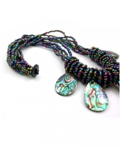 Five Iridescent Natural Paua Abalone Pendant Beads Necklace Handmade Shell Jewelry CA401 $14.24 Necklaces