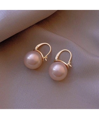 Pearl Earrings for Women Pearl Hoop Earrings Trendy Pink Pearl Earrings Dainty Cute Pearl Earrings Jewelry Gifts for Bridal P...