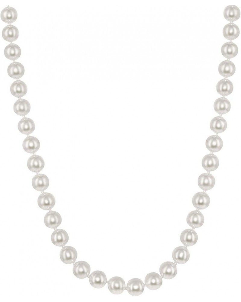 14K Gold AAAA White Japanese Akoya Cultured Pearls 18" Silk-Knotted Strand Pearl Necklace - Choice of Pearl Size & Clasp Gold...