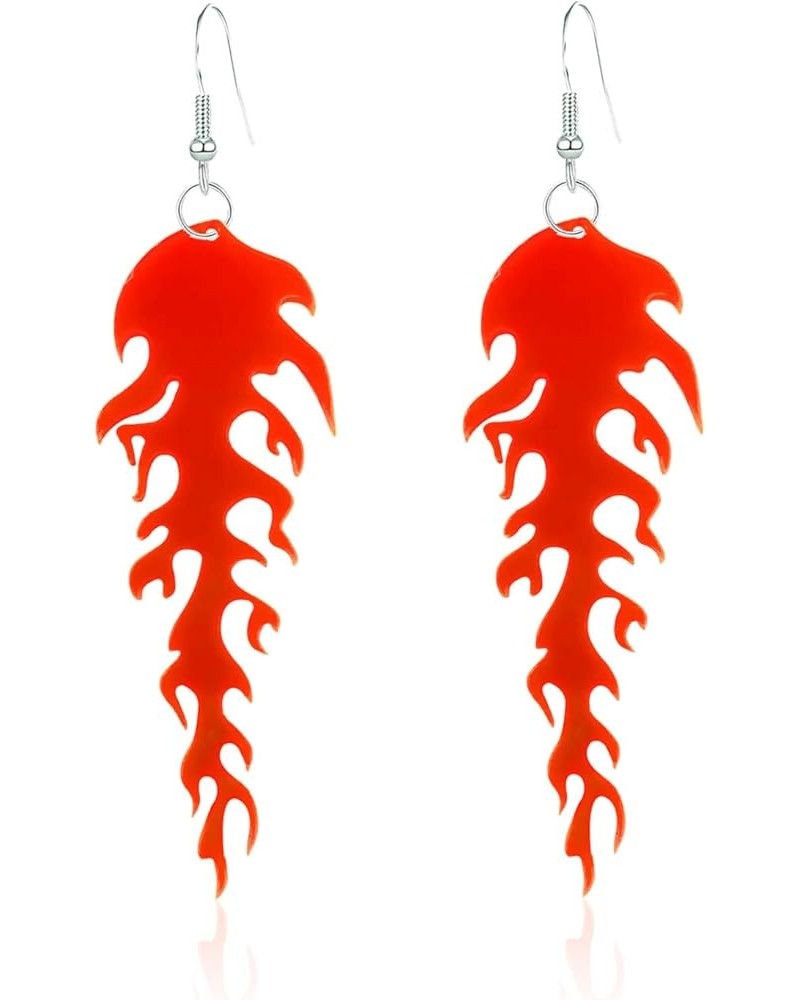 Acrylic Flame Dangle Earrings Punk Hip Hop Fire Burning Drop Earrings for Women Girls Exaggerated Transparent Flame Love Hear...