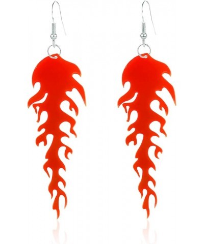 Acrylic Flame Dangle Earrings Punk Hip Hop Fire Burning Drop Earrings for Women Girls Exaggerated Transparent Flame Love Hear...