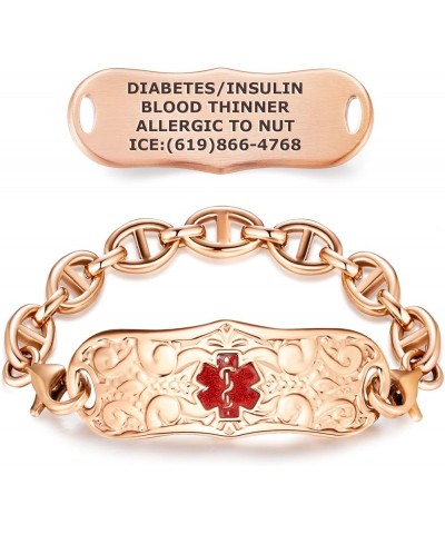 Signature Custom Engraved Medical Alert ID Bracelet for Woman – Style 7.0 Inches Grace / TP Red $30.75 Bracelets