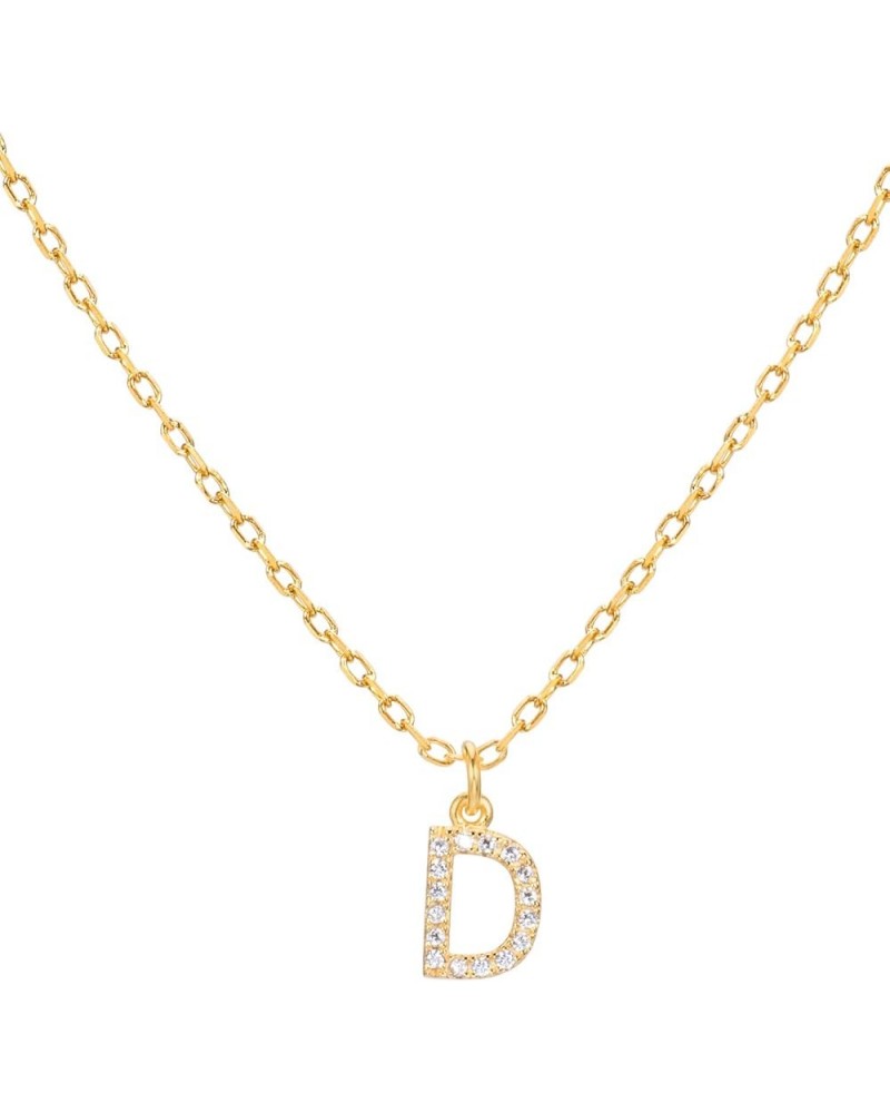 18K Gold Plated Sterling Silver Tiny Micro Pave CZ Initial Necklace | Alphabet Letter Initial Charm Necklace with Chain Gold ...