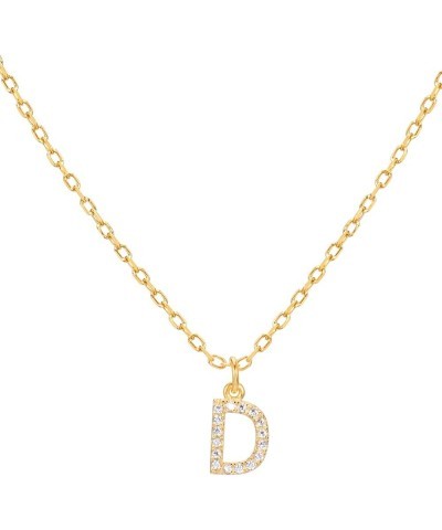 18K Gold Plated Sterling Silver Tiny Micro Pave CZ Initial Necklace | Alphabet Letter Initial Charm Necklace with Chain Gold ...