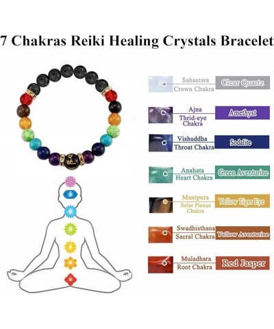 Pulsera Arus 7 Chakras Original,Healing Stone Bracelet Chakra Bracelets for Women 7 Chakra Bracelet with Real Stones Yoga Bal...