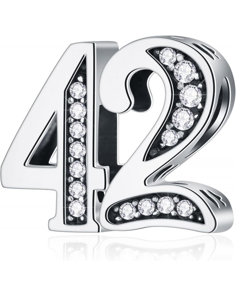 5,10 to 50 52 55 56 60 65 70 75 80 Birthday Charms fits European Anniversary Bracelets, 925 Sterling Silver Number Charms wit...