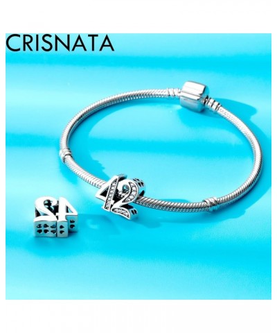 5,10 to 50 52 55 56 60 65 70 75 80 Birthday Charms fits European Anniversary Bracelets, 925 Sterling Silver Number Charms wit...