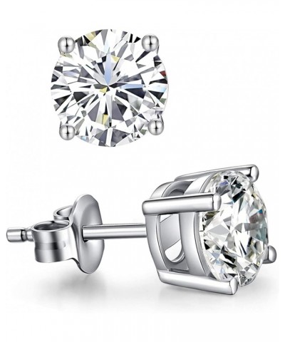 14k White Gold Round Cut White Cubic Zirconia Stud Earrings 5 mm $44.88 Earrings