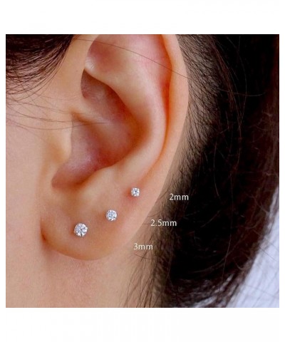 14k White Gold Round Cut White Cubic Zirconia Stud Earrings 5 mm $44.88 Earrings