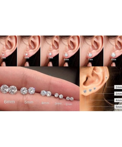 14k White Gold Round Cut White Cubic Zirconia Stud Earrings 5 mm $44.88 Earrings