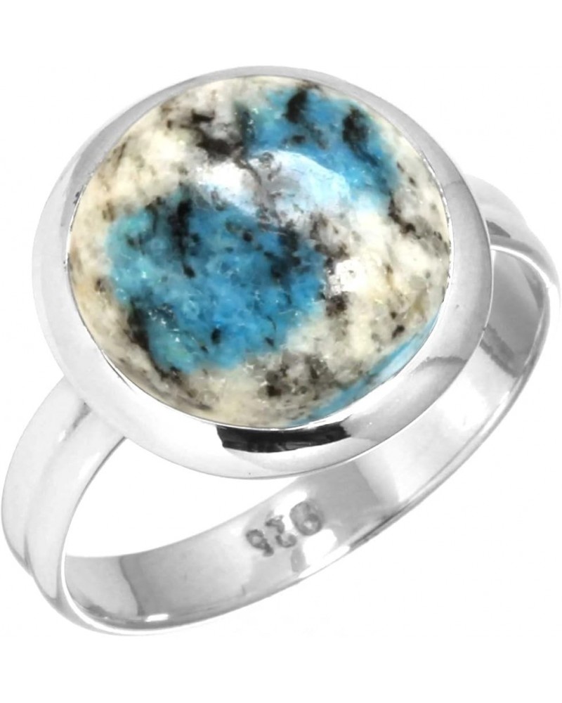 925 Sterling Silver Handmade Ring for Women 12 MM Round Gemstone Statement Jewelry for Gift (99047_R) K2 Jasper $19.16 Rings