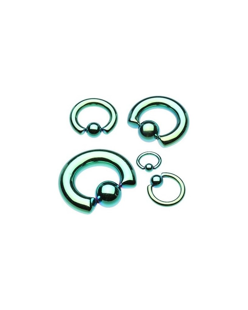 Basic Steel Captive Bead Ring 316L Surgical Steel (Sold Individually) 6g 12mm (7mm Ball) Green $8.95 Body Jewelry