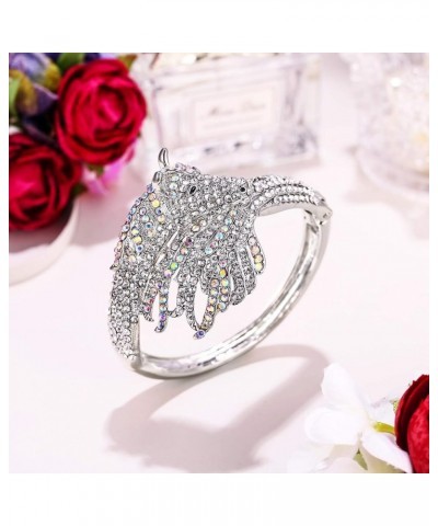 Women's Crystal Enamel Gorgeous Sleeping Pegasus Bracelet Clear Silver-Tone $12.32 Bracelets