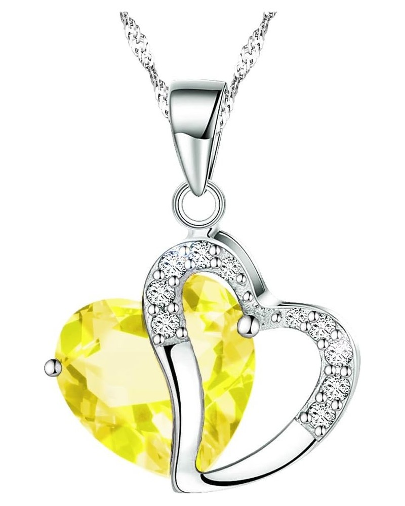 Fashion Austrian Crystals Heart Shape Pendant Necklace Yellow $10.59 Necklaces