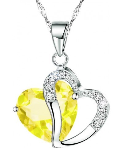 Fashion Austrian Crystals Heart Shape Pendant Necklace Yellow $10.59 Necklaces