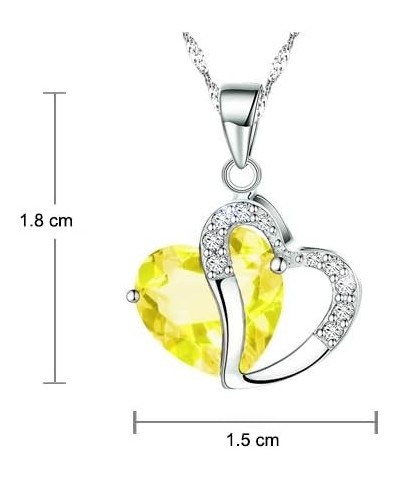 Fashion Austrian Crystals Heart Shape Pendant Necklace Yellow $10.59 Necklaces